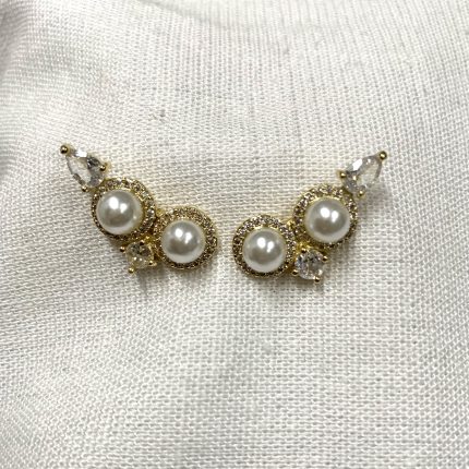 Brinco Ear Cuff Pérola e Cristal