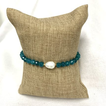 Pulseira Ágata Verde Pérola Natural