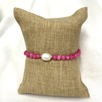 Pulseira Ágata Rubi e Pérola Natural