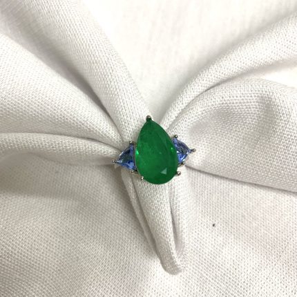 Anel Gota Verde Esmeralda