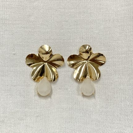 Brinco Flor Gota De Cristal