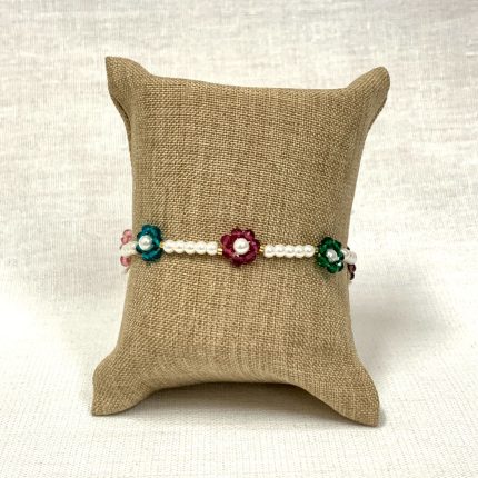 Pulseira Pérolas Com Florzinhas