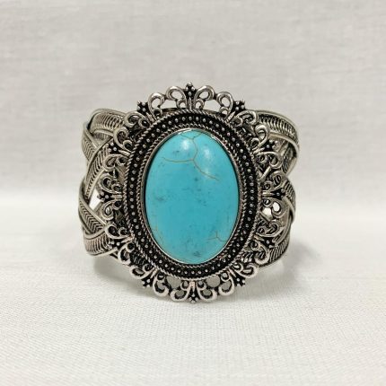 Bracelete Pedra Oval Turquesa