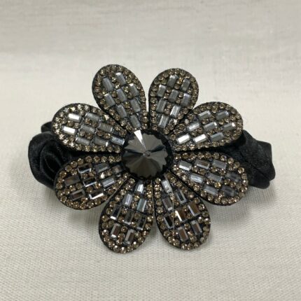 Elástico Cetim Preto Flor